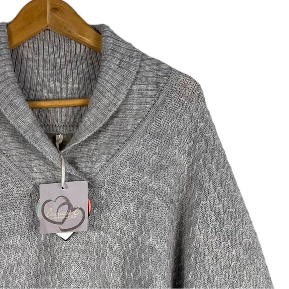Bianca B Alpaca Mohair‎ Wool Blend Grey Cable Knit Poncho Size S/M NEW - Picture 5 of 13